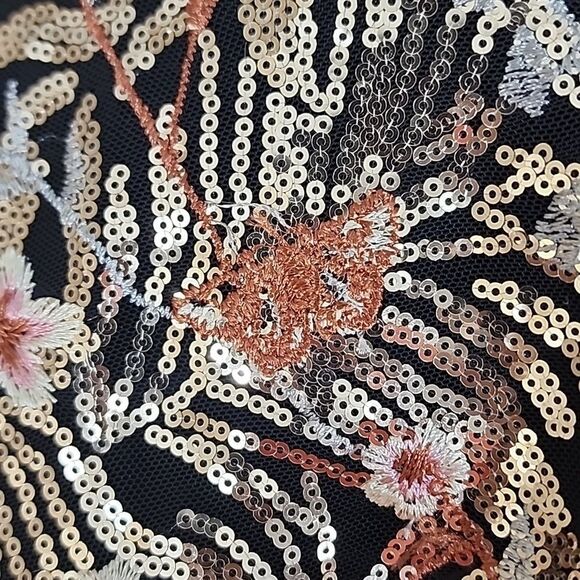 Carla Conti floral embroidered sequined multi-color glam dress size M NWT - Picture 5 of 12
